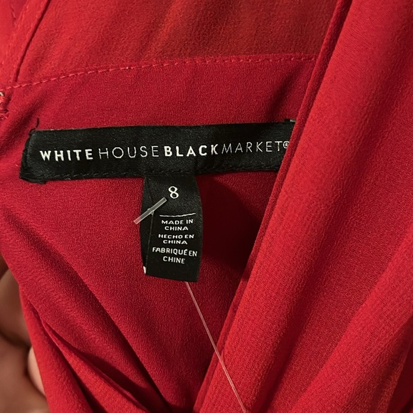 NWT White House Black Market RED PLEATED SLEEVELESS DRESS Cocktail Wedding 8 - Picture 10 of 10